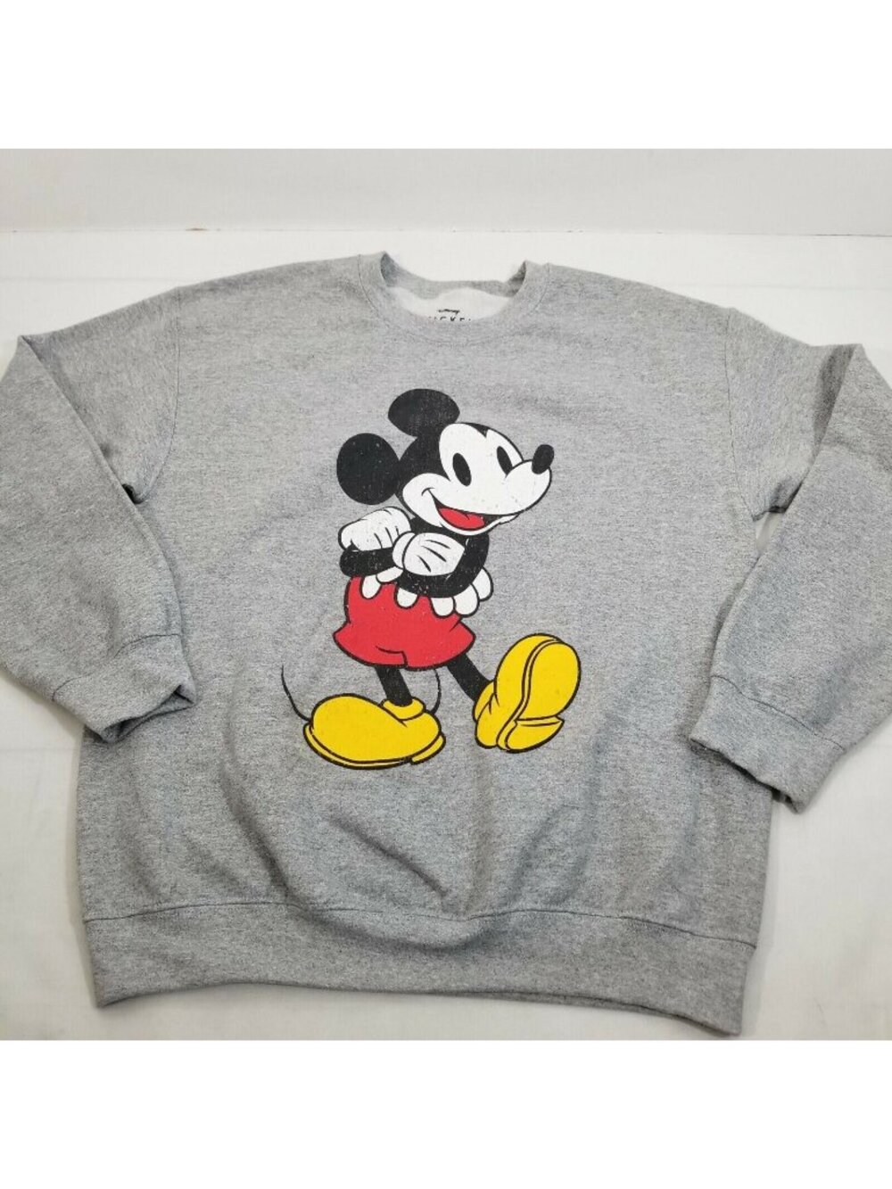 Disney Men's Mickey Mouse Classic Pullover Sweatshirt Long Sleeves Gray Size M